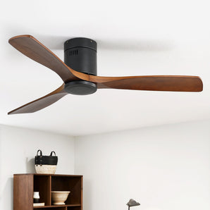 Sofucor Deckenventilator ohne Licht, 132 cm, 3 Massivholzflügel, DC-Motor, Fernbedienung