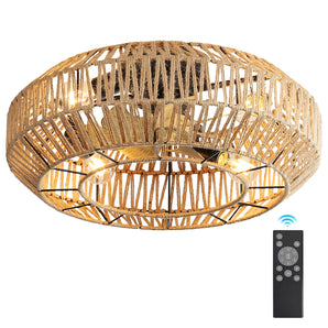 Sofucor Boho-Deckenventilator Ø 56 cm mit Licht und Fernbedienung